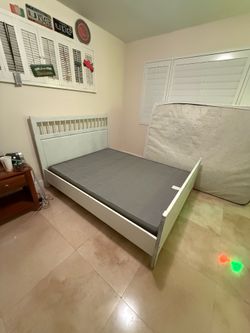 White Wooden Full Bed Frame Queen size and or box spring