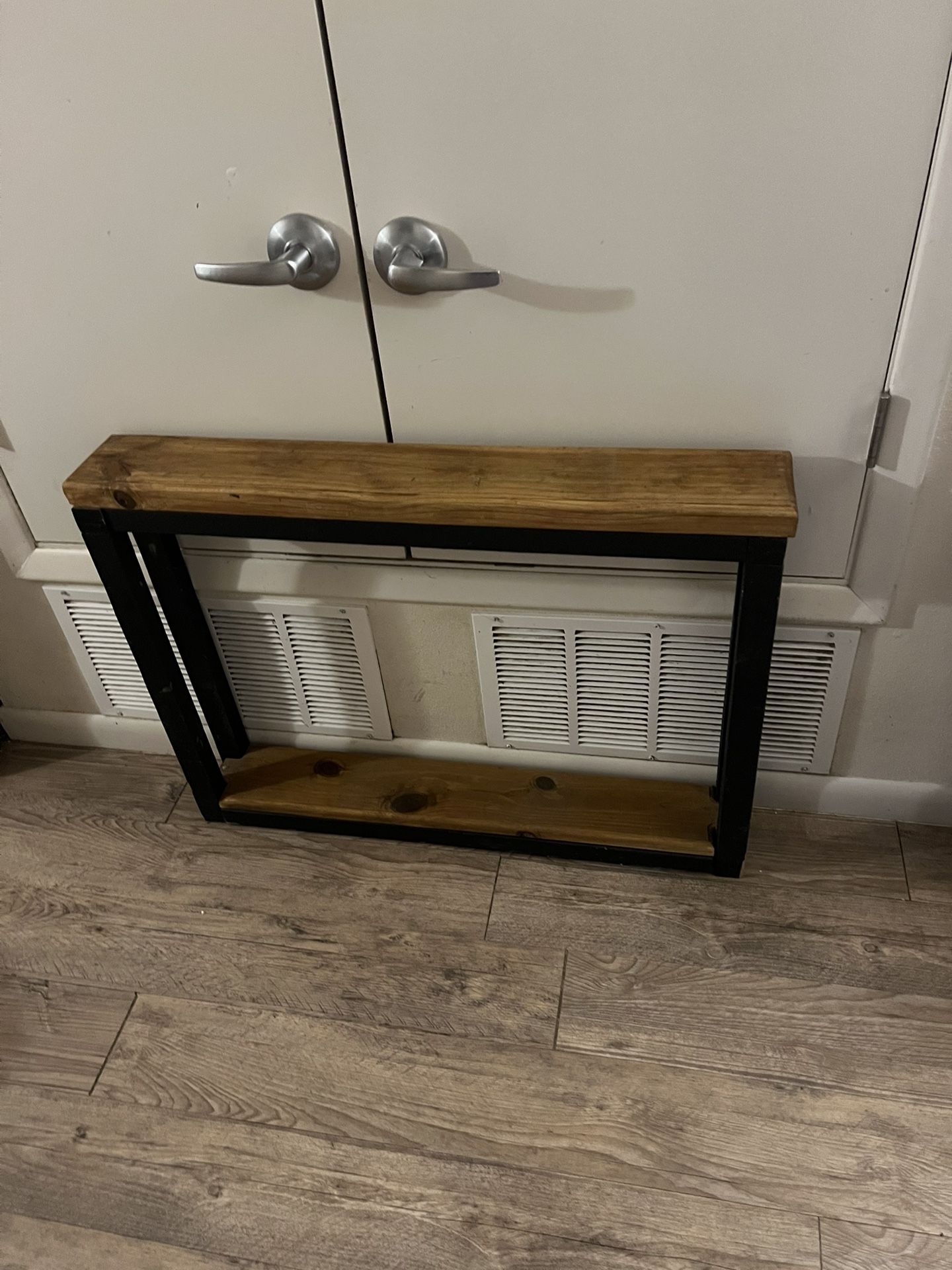 Small Walnut/Black Rectangle Wood Console Table