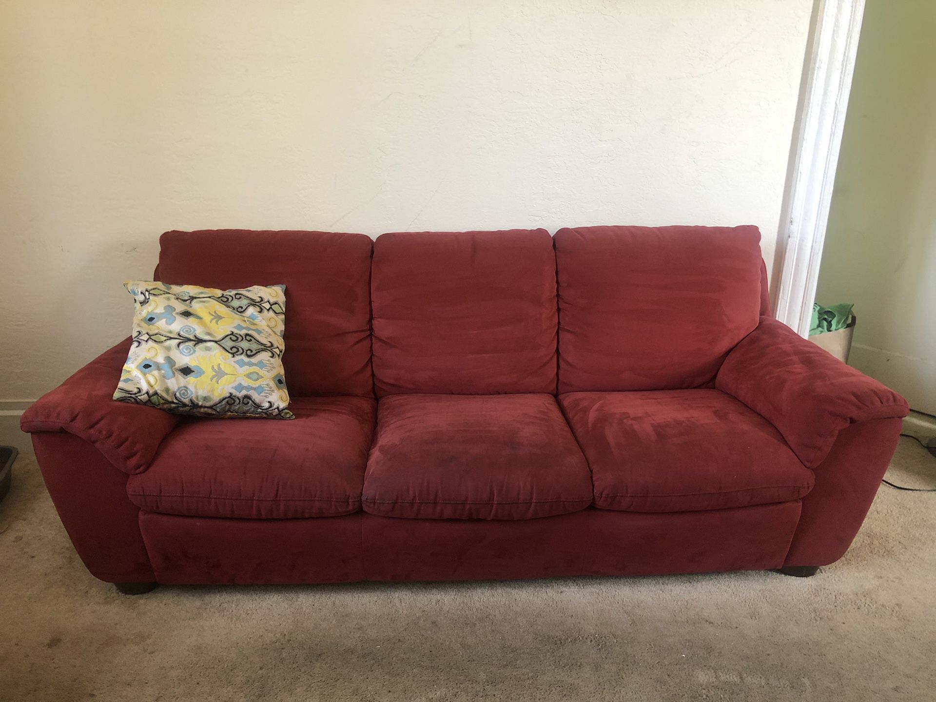~7’ red couch