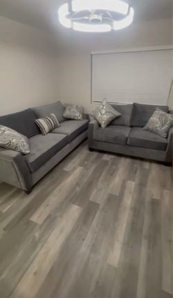 Gray Fabric Sofa and Loveseat Set