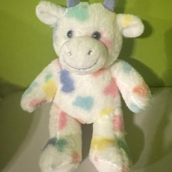 Cow white with rainbow dots stuffed animal