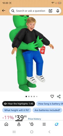 Alien inflatable halloween costume
