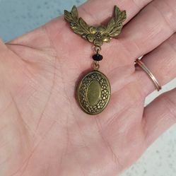 Vintage Brass Brooch Locket 