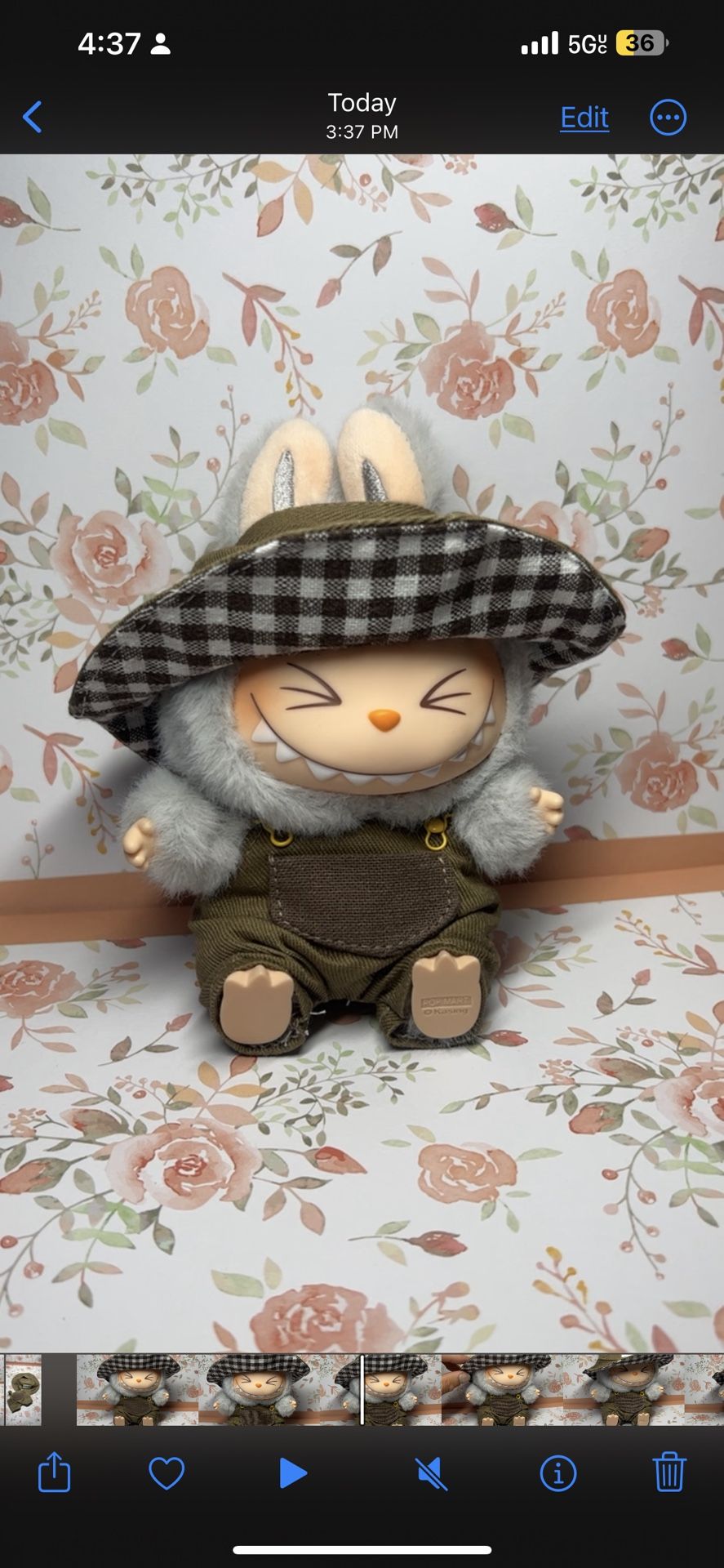 Labubu Clothes - brown Labubu overalls