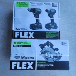 New FLEX 24V Brushless Cordless 2-Tool Combo Kit With Circular Saw