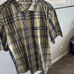Plaid Button-Down Shirt, Size Large