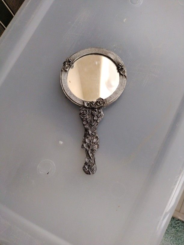 Vintage Pewter Hand Mirror