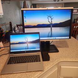 HP Elitebook 745 G6 Workstation With Rotating Monitor and Docking Station 