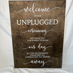 Unplugged wedding ceremony sign