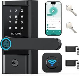 WiFi keypad Door Lock with Handle: NUTOMO keyless Entry doorlock deadbolt with Handle Set,Fingerprint Smart Lock for Front Door,Smart Electronic Deadb