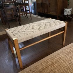 Wood Bench Small With Rope Detail 