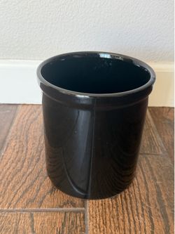 Black Ceramic Crock Utensil Holder Planter