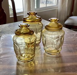 Vintage Gold Glass Jars