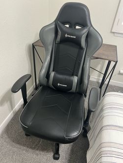 VON RACER Gaming Chair – Black/Gray with Lumbar & Head Pillow