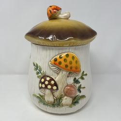 Vintage Merry Mushroom Sears Roebuck Large 7” Canister 1970’s