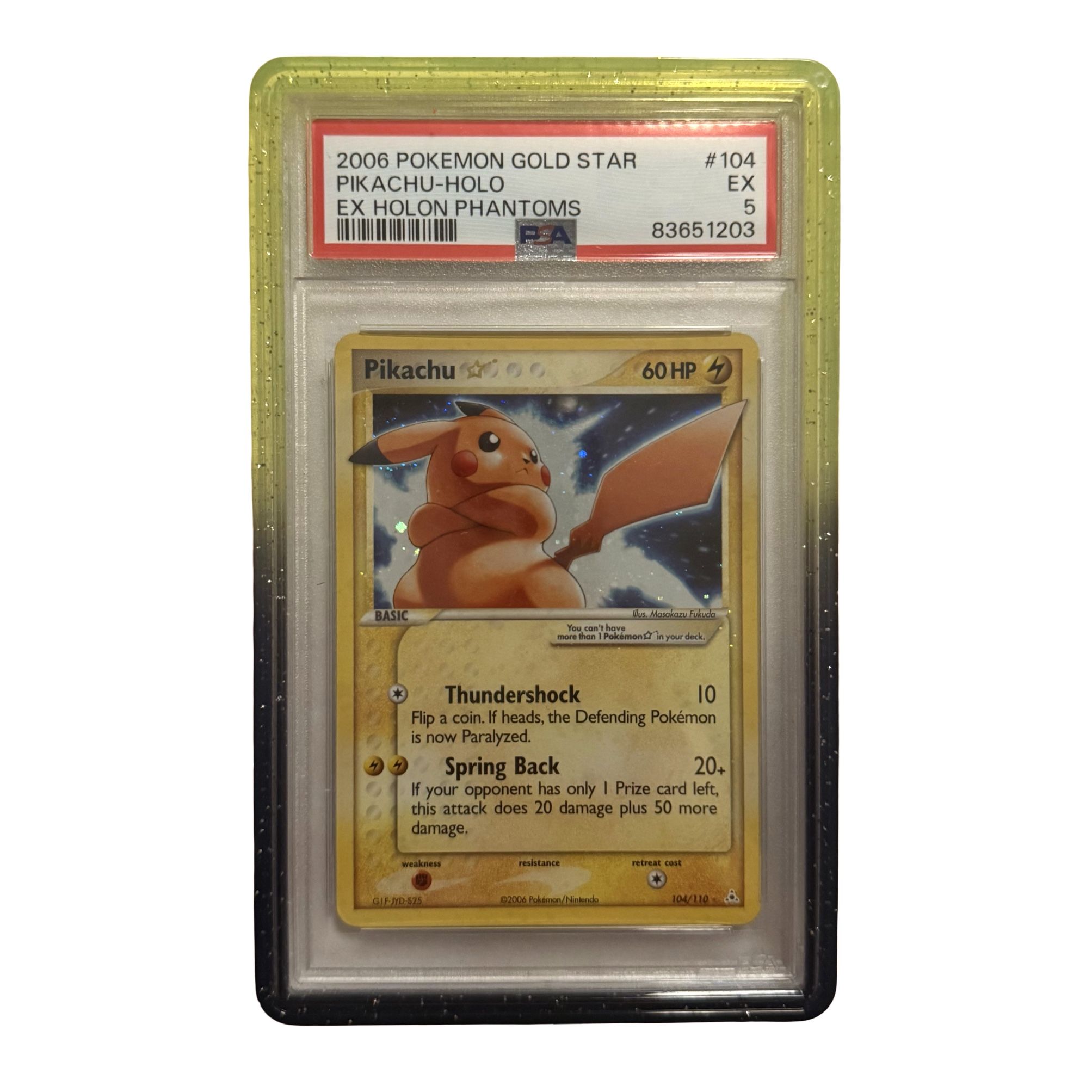 Pokemon Gold Star Pikachu #104 - Holon Phantoms PSA 5