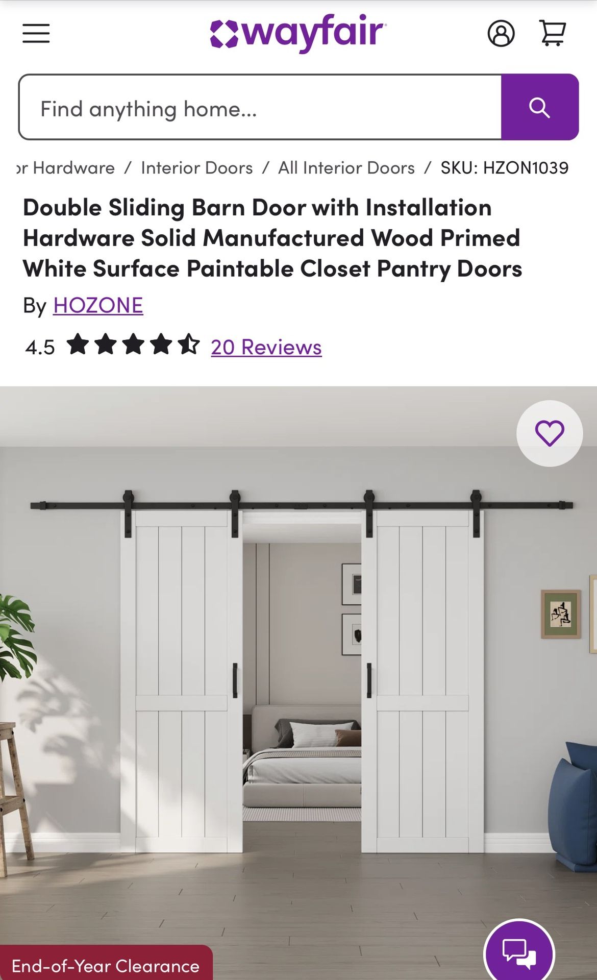 Barn Doors from Wayfair. 60 X 84. Complete With Rollers And Tracks. Brand New $275