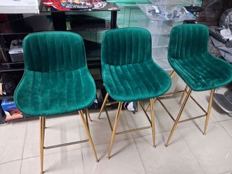 Green/gold upholstered barstool (3)