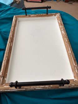 Rustic Wood Serving Tray with Handles