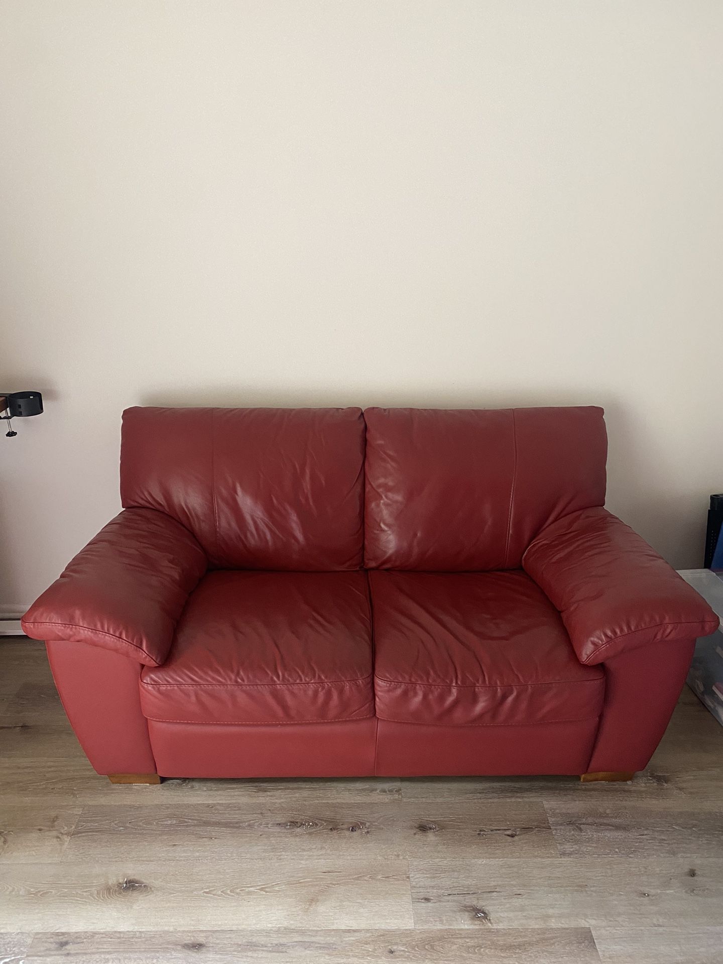 Red Leather Sofa / Loveseat