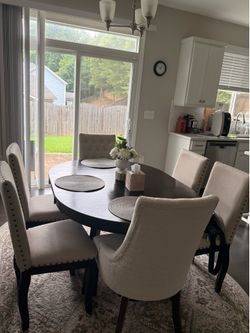 Wood dining table with 6 chairs
