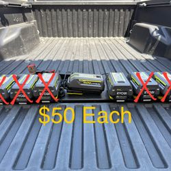 RYOBI 40V Lithium-Ion 4.0 Ah Battery & Charger Starter Kit **$50 Each, 2 Available**