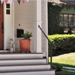 (New in Box) 
Metty Metal Handrails for Outdoor Steps Suitable for 1 to 5 Steps- Wrought Iron Stair Railing- Step Steady with 5 Feet Handrailing- Safe