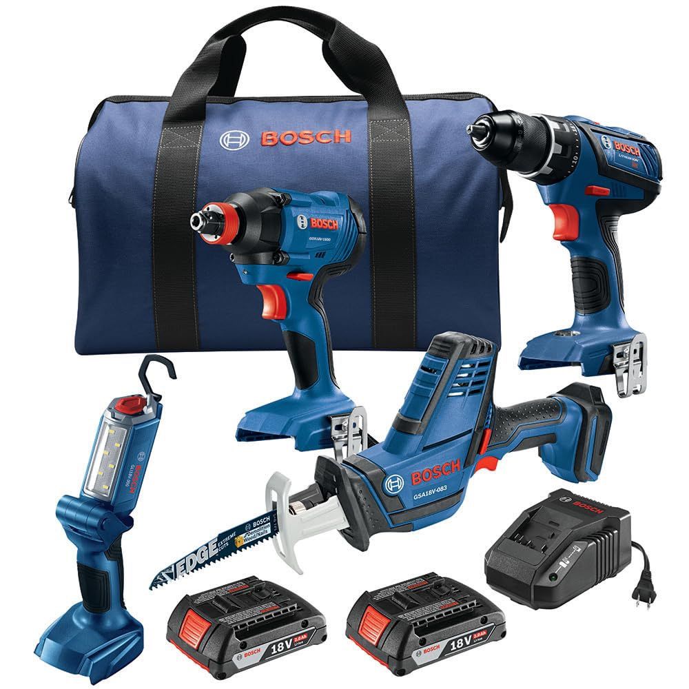 New, BOSCH GXL18V-496B22 18V 4-Tool Combo Kit