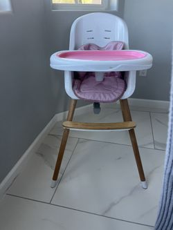 Wooden Pink High Chair