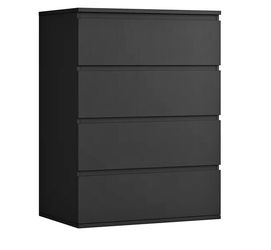 FOTOSOK Black Dresser, Dresser for Bedroom, Small Dresser Chest of Drawers 23.6L x 15.7W x 31.5H in Dresser for Bedroom, Bedroom Dresser with 4 Drawer