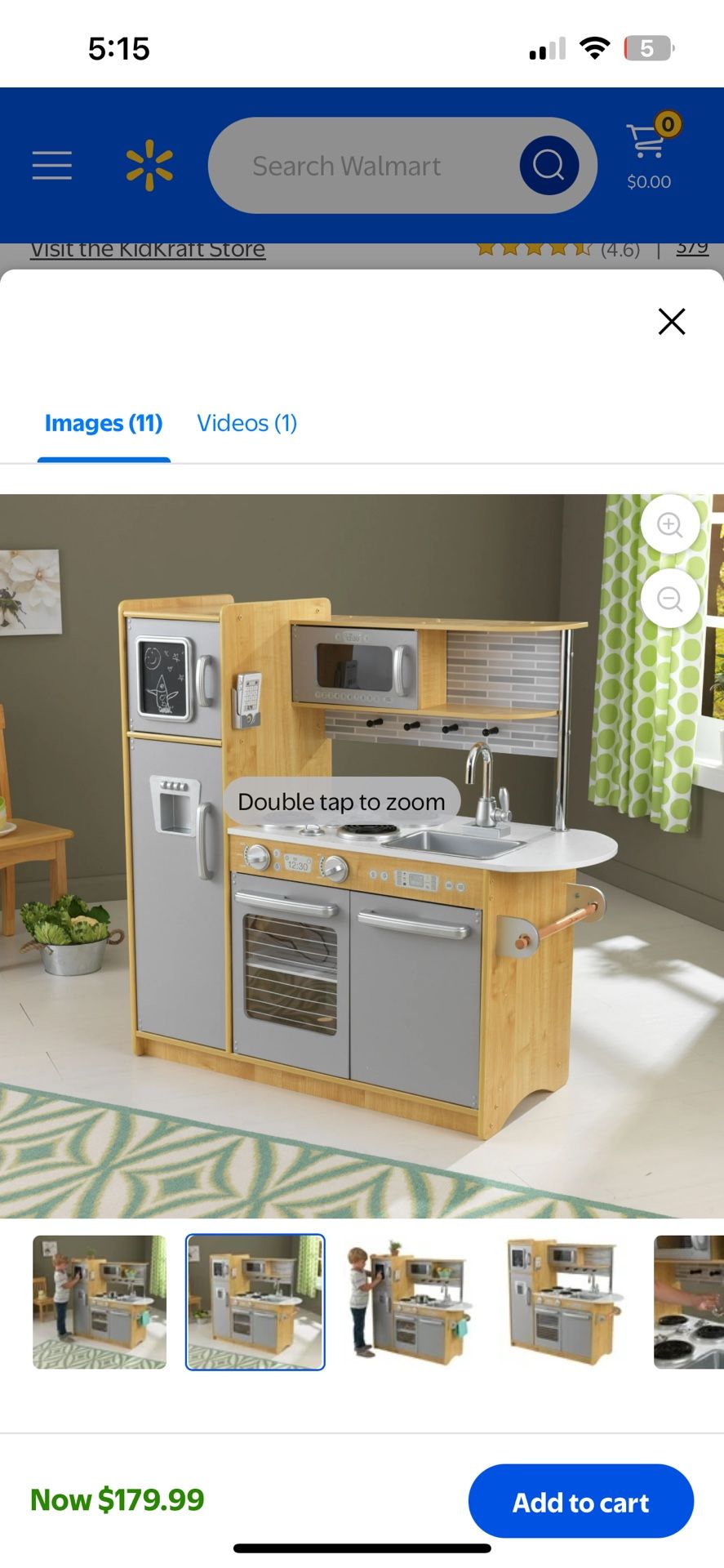 KidKraft Uptown Natural Play Kitchen with Chalkboard & Towel