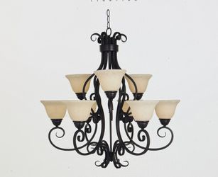 9 Light Chandelier With Bronze Shades