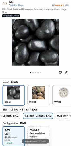 Rocks Mexican pebble black polished