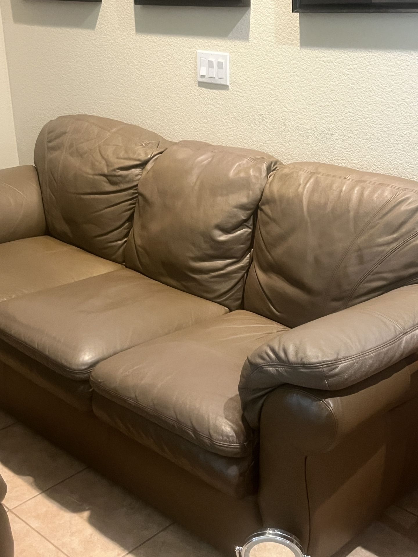 2 Leather Sofas, Oversized Leather Chair. All Matching