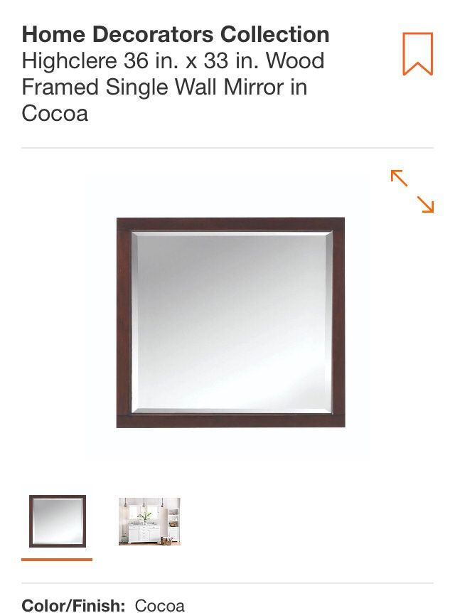 36 IN WOOD FRAMED SINGLE WALL MIRRORS IN COCOA