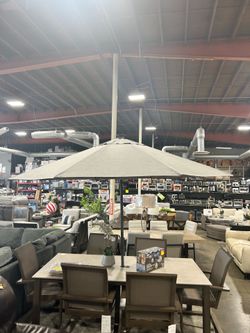 Sunvilla 10' Round Solar LED Market Umbrella