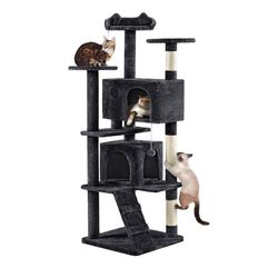 Multi-Level Cat Tree for Large Cats, with Cozy Condos for Indoor Cats
