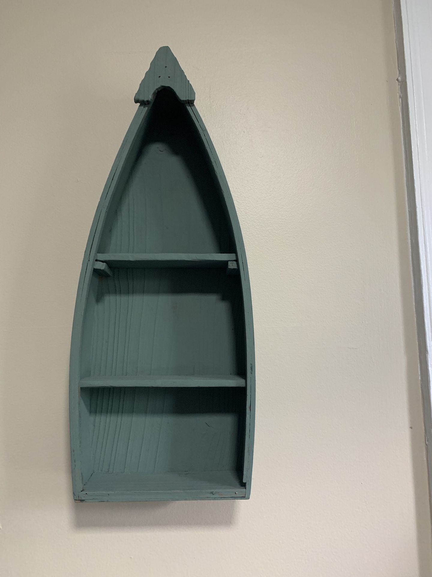 Hand Painted Boat Wall Shelf Wood Boat Shelf 23”Tall (Hang or Sit) 3 Shelves