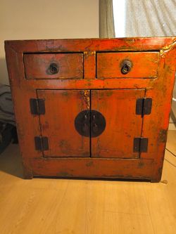 Qing dynasty circa 1(contact info removed) antique Chinese red lacquer cabinet