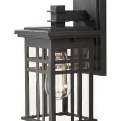 zeyu 1-Light Exterior Wall Mount Light Fixtures, Outdoor Wall Sconce Lantern in Black Finish with Clear Glass Shade, 20068B1 