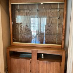 2 Piece Wood Hutch, Lighted PICK UP 5/10/24 ONLY 8:30am-12pm Diamond Bar  
