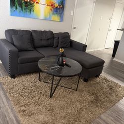 Moving Sale! Sectional Couch, Rug & Table – Must Go