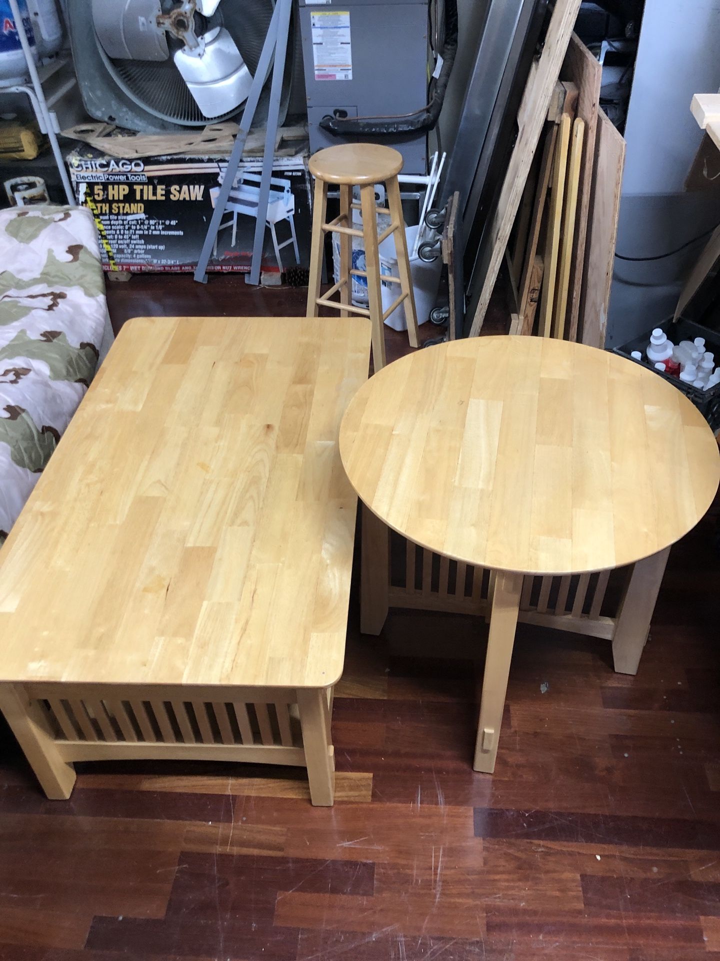 Solid Wood Butcher Block Style Coffee And End Table