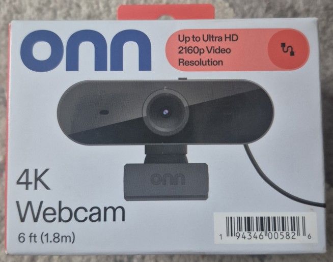 Brand New ONN 4K Webcam – Sealed – Plug & Play – Works with Zoom & More
