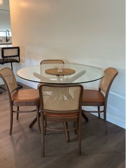 Ton 811 leather rattan chairs