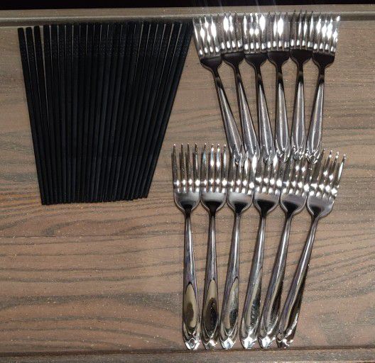 Heavyweight Commercial Chopsticks (12 pairs) and Forks (12)