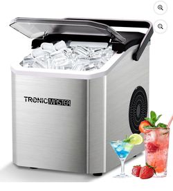 Countertop Ice Maker Machine, 26lbs/24H Portable Ice Maker with Self-Cleaning, 9 Bullet Ice Cubes Ready in 6 Mins, Quiet Ice Machine with Handle, Bask