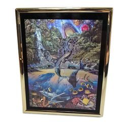 Vintage 1993 Christian Riese Lassen "Sanctuary" Framed Print Whales 8”x10”