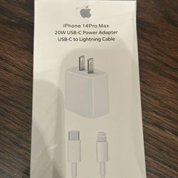 20W Adapter + USBC To Lightening Cable For Apple Devices