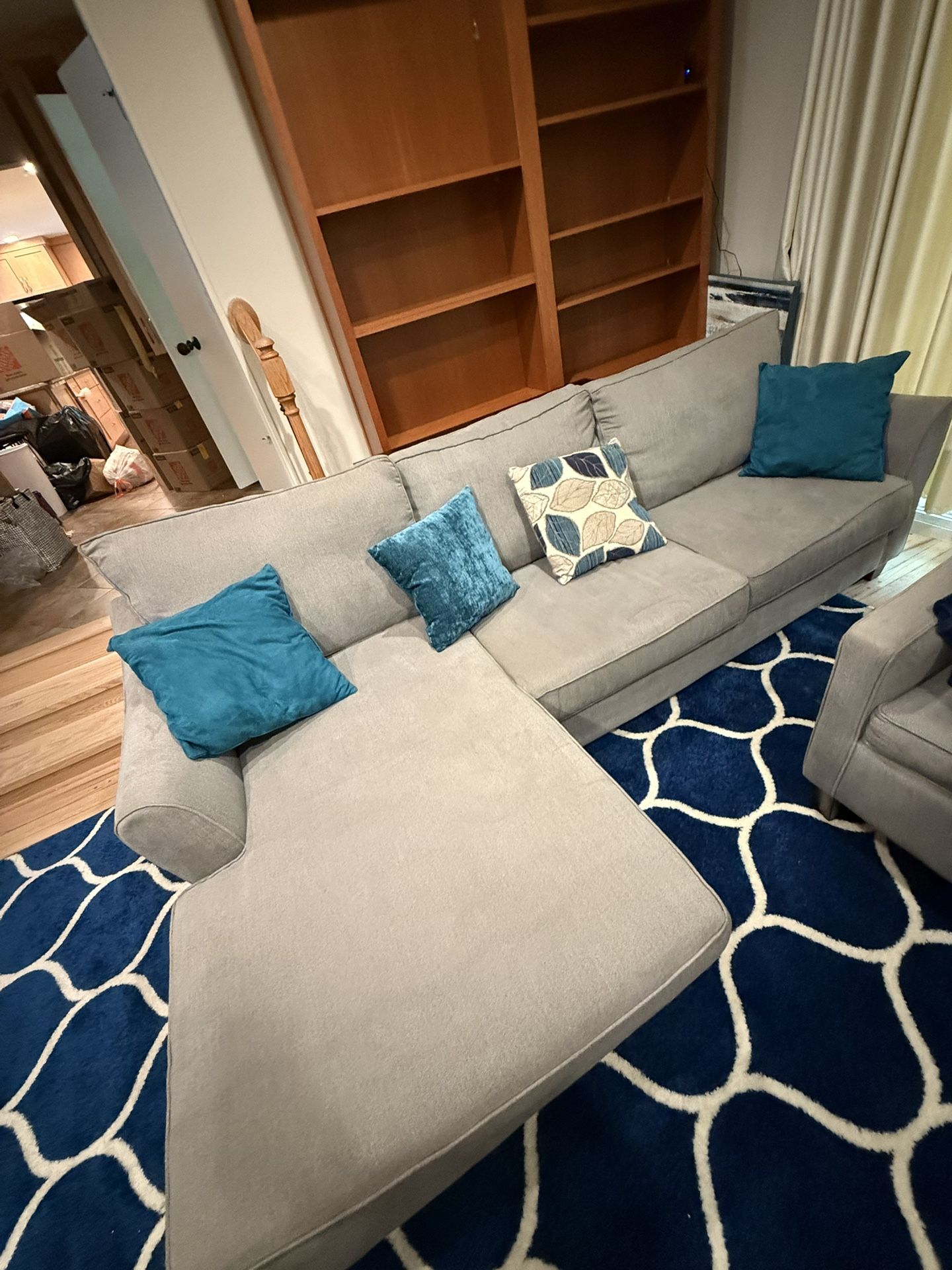 Gray Couch With Chaise — Perfect For A Family Room!